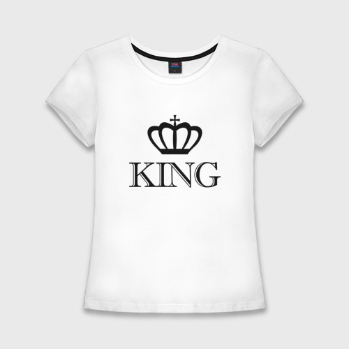 Женская футболка хлопок Slim King Парные Король, цвет белый