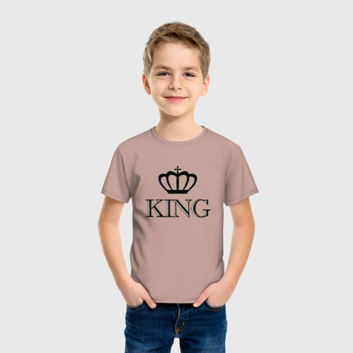 Детская футболка хлопок King Парные Король, цвет пыльно-розовый - фото 3