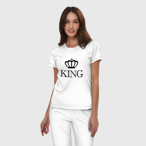 Женская пижама хлопок King Парные Король, цвет белый - фото 3