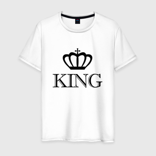 Мужская футболка из хлопка с принтом King Парные Король, вид спереди №1