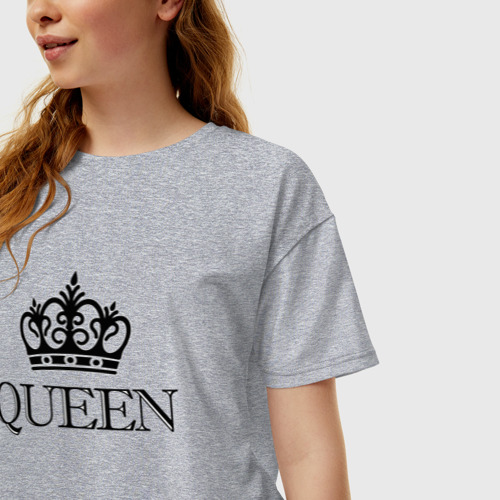 Женская футболка хлопок Oversize с принтом QUEEN | ПАРНЫЕ | Королева, фото на моделе #1