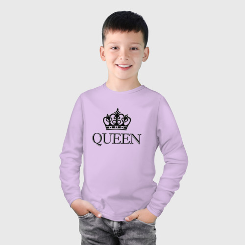 Детский лонгслив хлопок с принтом QUEEN | ПАРНЫЕ | Королева, фото на моделе #1