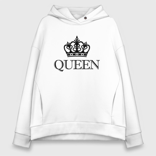 Женское худи Oversize хлопок Queen парные Королева, цвет белый