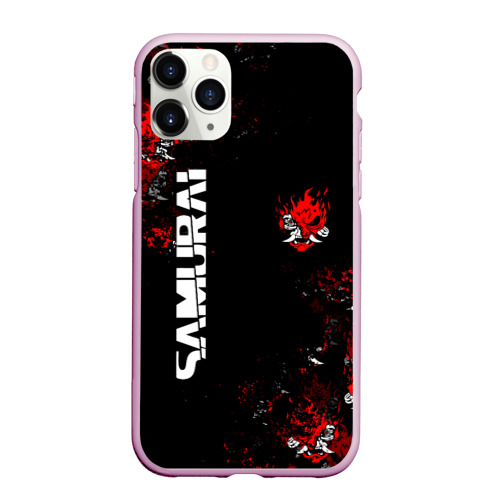 Чехол для iPhone 11 Pro Max матовый Киберпанк 2077 samurai Cyberpunk, цвет розовый