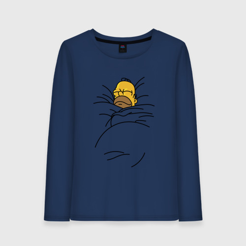 Женский лонгслив хлопок Гомер под одеялом выбери цвет, цвет темно-синий