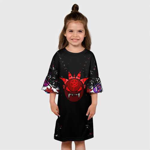 Детское платье 3D с принтом Геометрический рывок  Geometry Dash, вид сбоку #3
