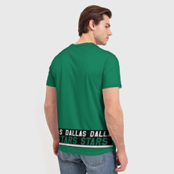Футболка с принтом Dallas Stars, Даллас Старз для мужчины, вид на модели сзади №2. Цвет основы: белый