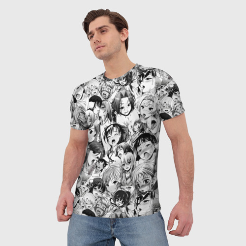 Мужская футболка 3D с принтом Ахегао - ahegao, фото на моделе #1