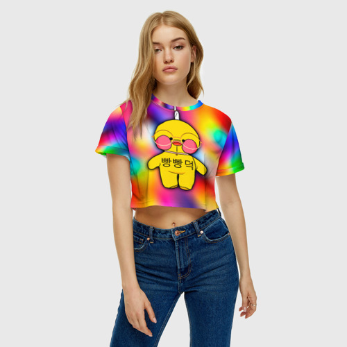 Женская футболка Crop-top 3D Лалафанфан Lalafanfan Duck, цвет 3D печать - фото 3