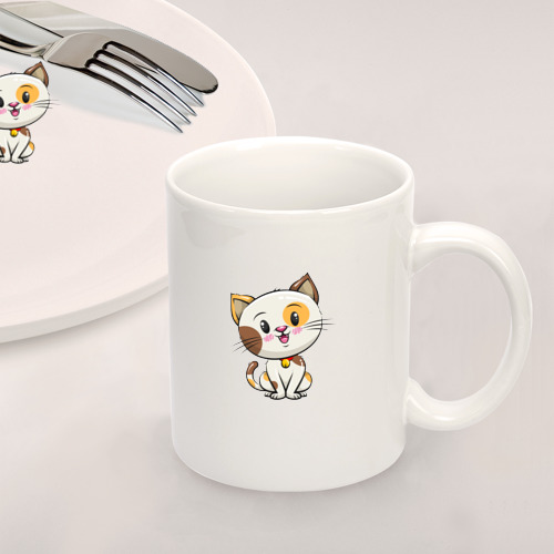 Набор: тарелка + кружка Пятнистый котик - фото 2