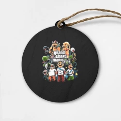 Деревянная игрушка круг Mario x GTA