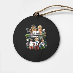 Деревянная игрушка круг Mario x GTA