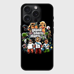 Чехол силиконовый для Apple iPhone 15 Pro матовый Mario x GTA