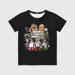 Детская футболка 3D Mario x GTA