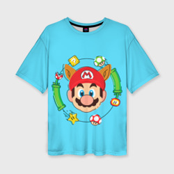 Женская футболка oversize 3D Марио с ушками