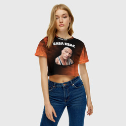 Женская футболка Crop-top 3D Bubble kvass - Скала Джонсон Пламя - фото 2