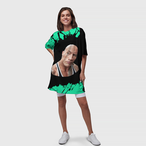 Платье-футболка 3D Bubble kvass - Скала Дуэйн, цвет 3D печать - фото 5
