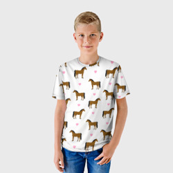 Детская футболка 3D Кони, лошади, сердца - фото 2
