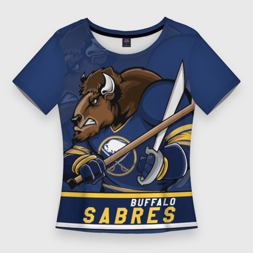 Женская футболка 3D Slim Баффало Сейберз, Buffalo Sabres, цвет 3D печать