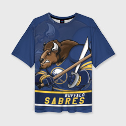 Женская футболка oversize 3D Баффало Сейберз, Buffalo Sabres