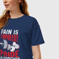 Женская футболка хлопок Oversize Боль временна, гордость вечна - фото 2