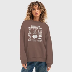Женский свитшот oversize без начеса хлопок Чем я занимаюсь в свободное время Воллейбол - фото 2