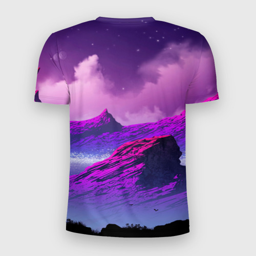 Мужская футболка 3D Slim Аниме закат в горах, цвет 3D печать - фото 2
