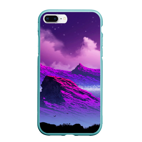 Чехол для iPhone 7Plus/8 Plus матовый с принтом Аниме закат в горах, вид спереди #2