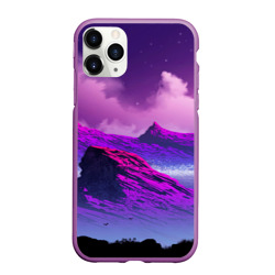 Чехол для iPhone 11 Pro Max матовый Аниме закат в горах