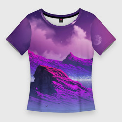 Женская футболка 3D Slim Аниме закат в горах