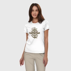 Женская пижама с белой футболкой хлопок Якорь Капитан - фото 2