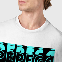 Футболка с принтом Pepega и мемы Пиксель арт для мужчины, вид на модели спереди №4. Цвет основы: белый