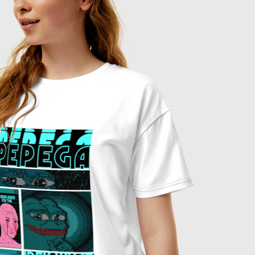 Женская футболка хлопок Oversize Pepega и мемы Пиксель арт, цвет белый - фото 3