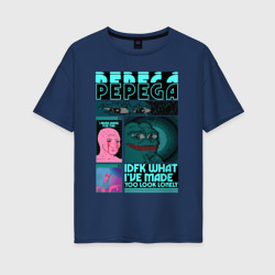 Женская футболка хлопок Oversize Pepega и мемы Пиксель арт