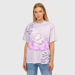 Женская футболка oversize 3D Муми-тролль и счастливое облако - фото 2