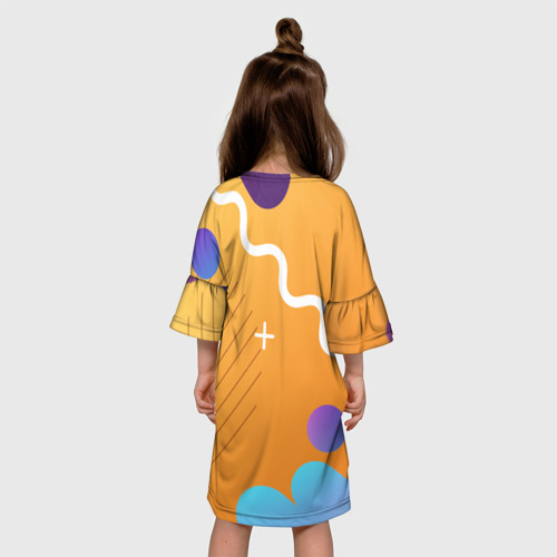 Детское платье 3D с принтом Бабл квас Bubble kvass геометрический фон, вид сзади #2