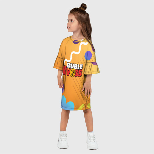 Детское платье 3D с принтом Бабл квас Bubble kvass геометрический фон, фото на моделе #1