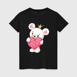 Женская футболка хлопок Медвежонок с сердцем