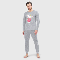 Мужская пижама с лонгсливом хлопок Медвежонок с сердцем - фото 2