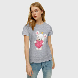 Женская футболка хлопок Медвежонок с сердцем - фото 2