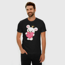 Мужская футболка хлопок Slim Медвежонок с сердцем - фото 2