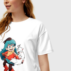Женская футболка хлопок Oversize Хильда с  лисенком   - фото 2