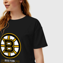 Женская футболка хлопок Oversize Boston Bruins , Бостон Брюинз - фото 2