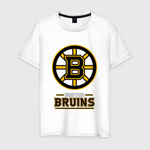 Мужская футболка из хлопка с принтом Boston Bruins , Бостон Брюинз, вид спереди №1