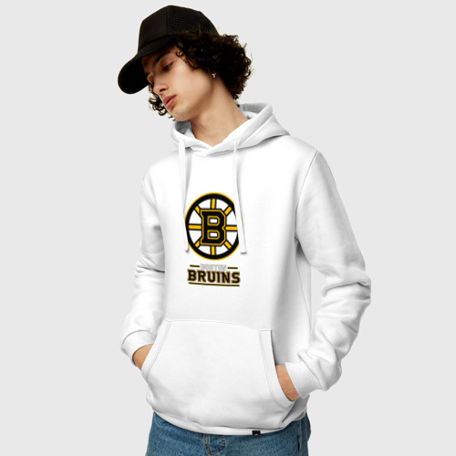 Мужская толстовка хлопок Boston Bruins , Бостон Брюинз, цвет белый - фото 3