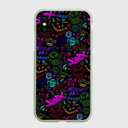 Чехол для iPhone XS Max матовый League Of Legends - Arcane неоновые логотипы