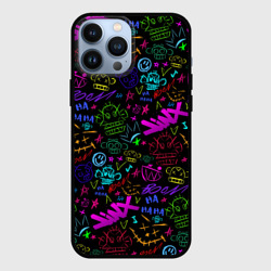 Чехол для iPhone 13 Pro Max League Of Legends - Arcane неоновые логотипы