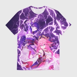 Мужская футболка 3D Genshin Impact - Яэ и Эи