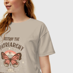 Женская футболка хлопок Oversize Destroy the Patriachy - фото 2