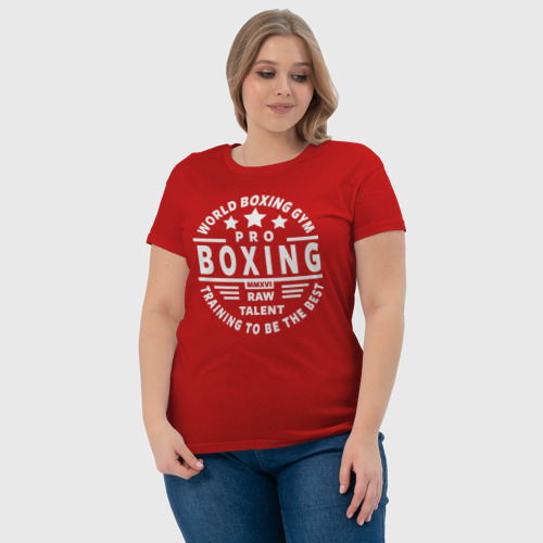 Женская футболка хлопок с принтом PRO BOXING, фото #4